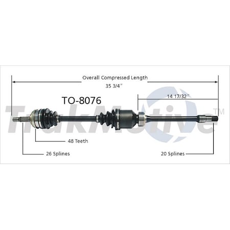 Surtrack Axle Cv Axle Shaft, To-8076 TO-8076